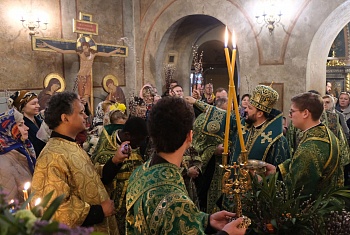 В праздник Входа Господня в Иерусалим митрополит Клинский Леонид совершил Литургию