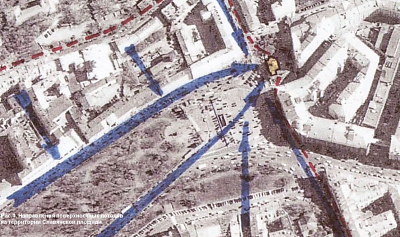Направления поверхностных потоков на территории Славянской площади