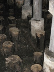 Сохранившиеся деревянные сваи XVI-XVII веков